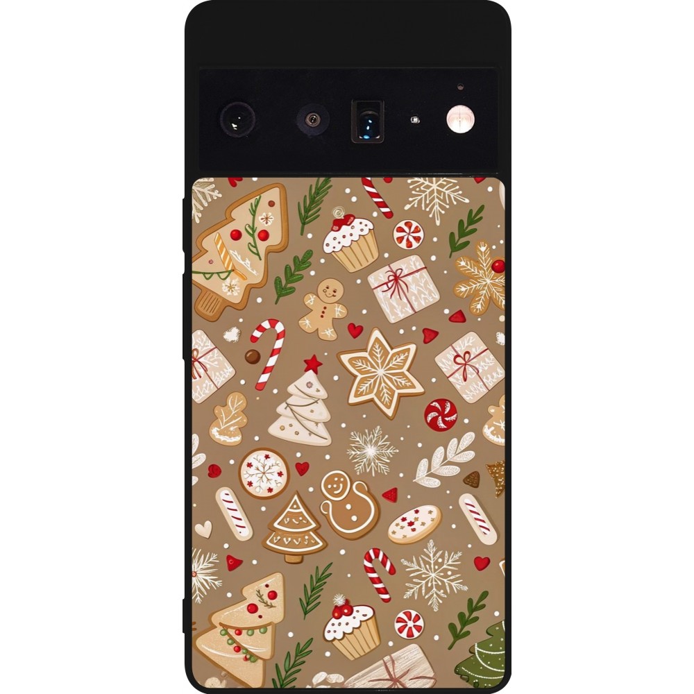 Coque Google Pixel 6 Pro - Silicone rigide noir Christmas 25 Pattern Ginger Cookie