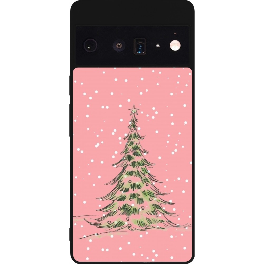 Coque Google Pixel 6 Pro - Silicone rigide noir Christmas 25 Pink Tree