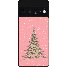 Coque Google Pixel 6 Pro - Silicone rigide noir Christmas 25 Pink Tree