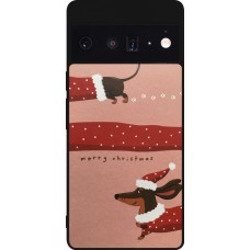 Coque Google Pixel 6 Pro - Silicone rigide noir Christmas 25 Teckel Merry Xmas