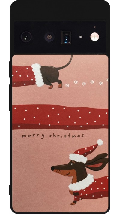 Coque Google Pixel 6 Pro - Silicone rigide noir Christmas 25 Teckel Merry Xmas
