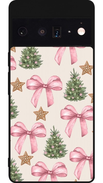 Coque Google Pixel 6 Pro - Silicone rigide noir Christmas 25 Vintage Ribbons