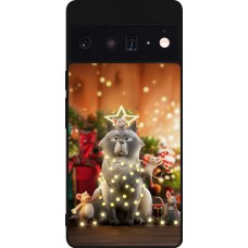 Coque Google Pixel 6 Pro - Silicone rigide noir Christmas 25 Xmas Cat