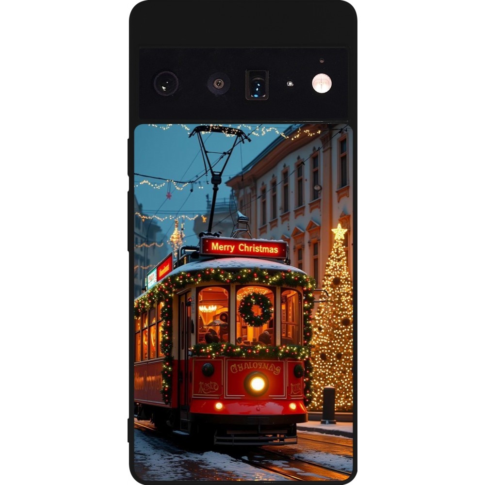 Coque Google Pixel 6 Pro - Silicone rigide noir Christmas 25 Xmas Train