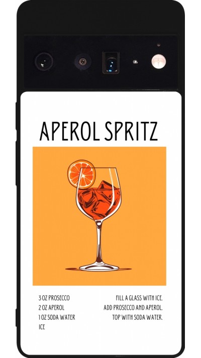 Coque Google Pixel 6 Pro - Silicone rigide noir Cocktail recette Aperol Spritz