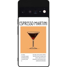 Coque Google Pixel 6 Pro - Silicone rigide noir Cocktail recette Espresso Martini