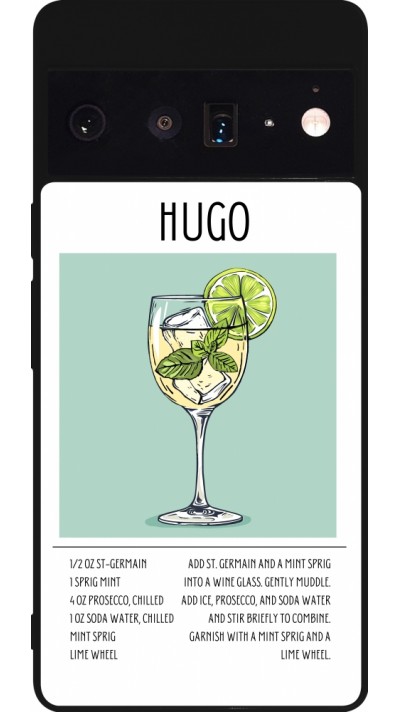 Coque Google Pixel 6 Pro - Silicone rigide noir Cocktail recette Hugo
