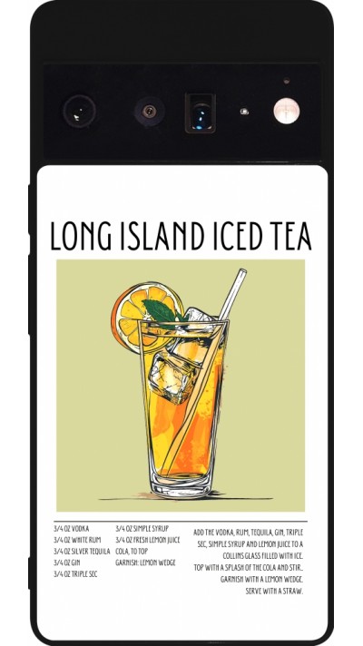 Coque Google Pixel 6 Pro - Silicone rigide noir Cocktail recette Long Island Ice Tea