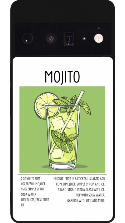 Google Pixel 6 Pro Case Hülle - Silikon schwarz Cocktail Rezept Mojito