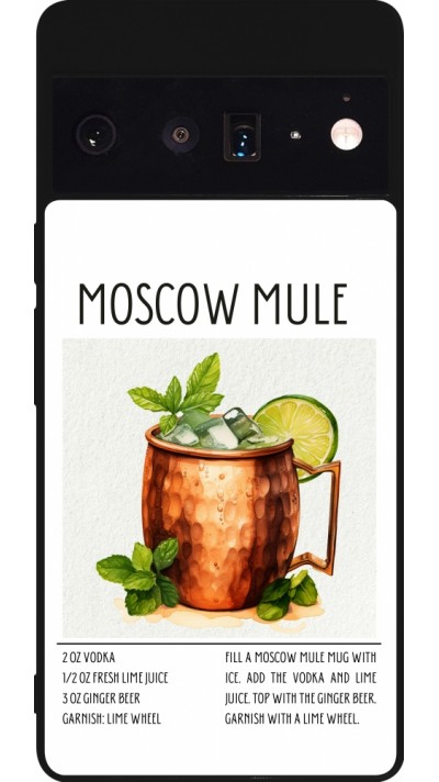 Coque Google Pixel 6 Pro - Silicone rigide noir Cocktail recette Moscow Mule