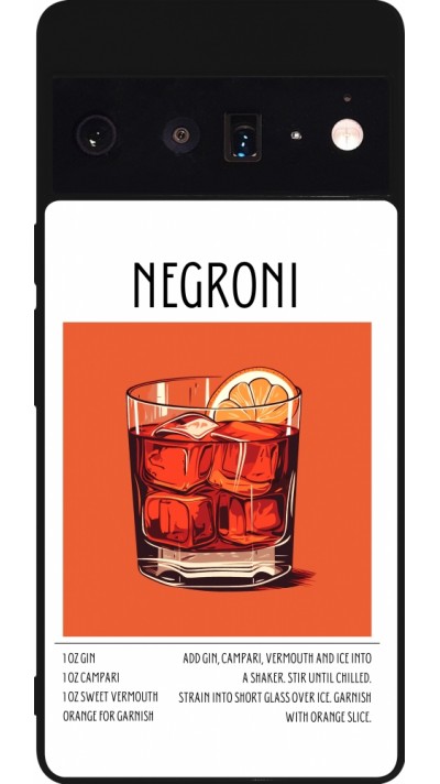 Coque Google Pixel 6 Pro - Silicone rigide noir Cocktail recette Negroni