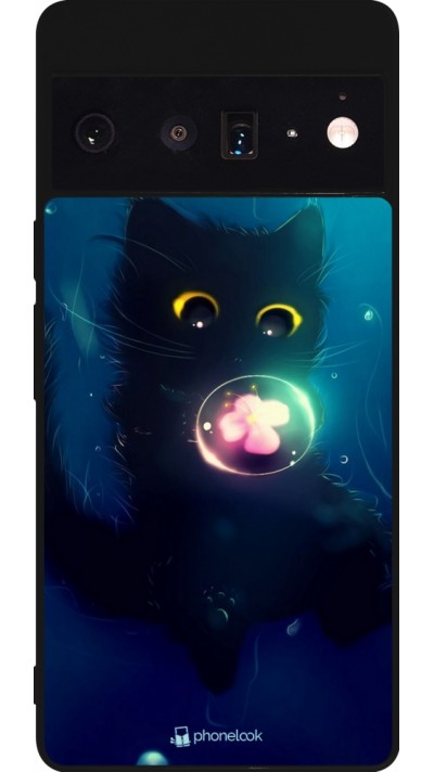 Coque Google Pixel 6 Pro - Silicone rigide noir Cute Cat Bubble