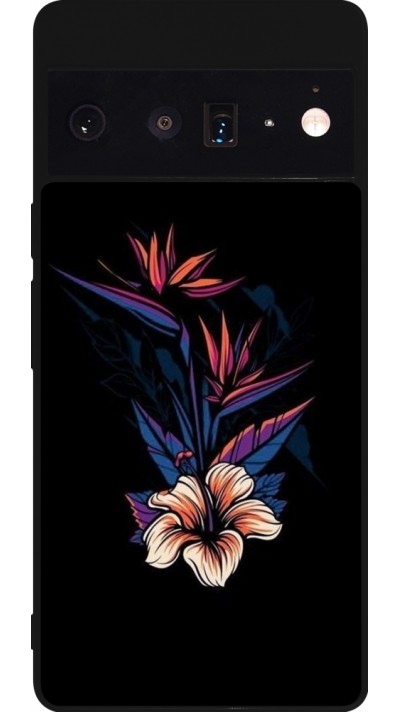 Coque Google Pixel 6 Pro - Silicone rigide noir Dark Flowers