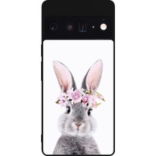Coque Google Pixel 6 Pro - Silicone rigide noir Easter 2023 flower bunny