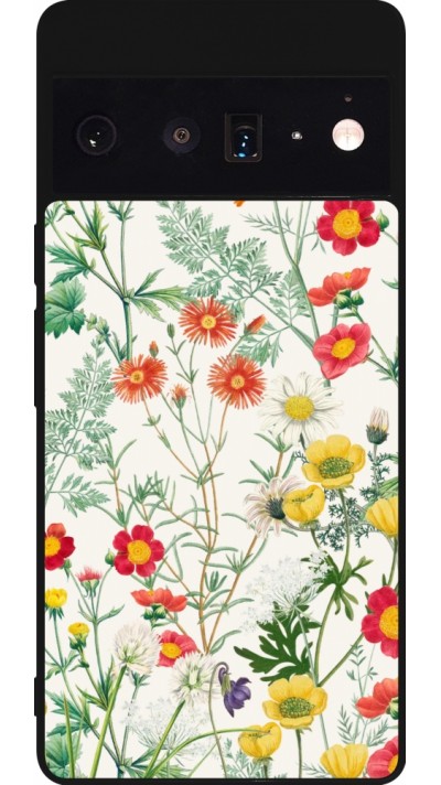 Coque Google Pixel 6 Pro - Silicone rigide noir Flora Botanical Wildlife