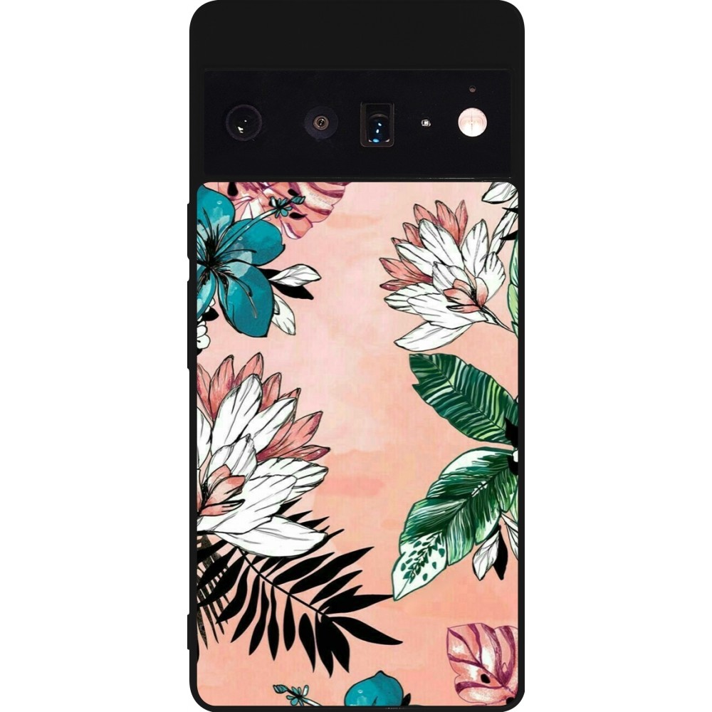 Google Pixel 6 Pro Case Hülle - Silikon schwarz Flowers Artprint