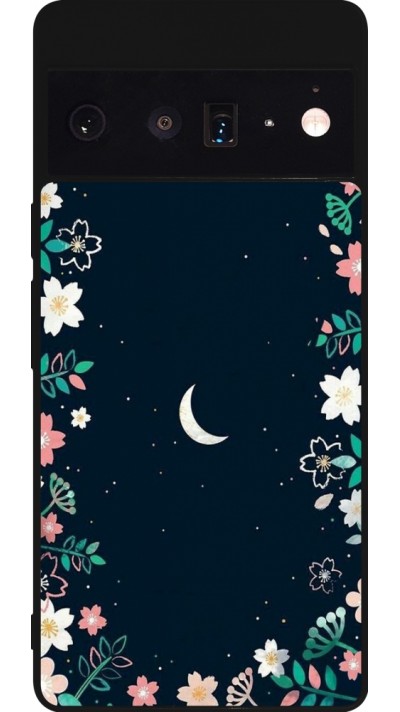 Coque Google Pixel 6 Pro - Silicone rigide noir Flowers space