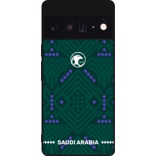 Coque Google Pixel 6 Pro - Silicone rigide noir Maillot de football Arabie saoudite 2026 personnalisable