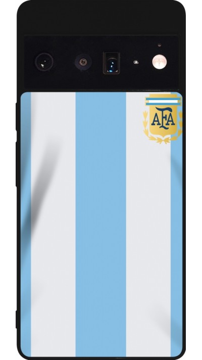 Coque Google Pixel 6 Pro - Silicone rigide noir Maillot de football Argentine 2022 personnalisable