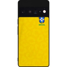 Coque Google Pixel 6 Pro - Silicone rigide noir Maillot de football Brésil 2022 personnalisable