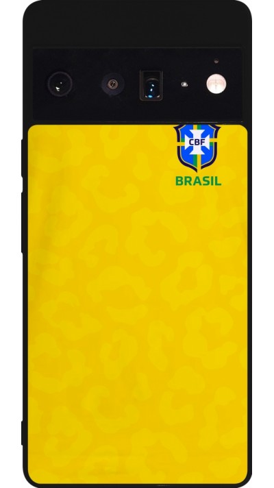Coque Google Pixel 6 Pro - Silicone rigide noir Maillot de football Brésil 2022 personnalisable