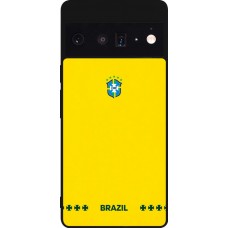 Coque Google Pixel 6 Pro - Silicone rigide noir Maillot de football Bresil 2026 personnalisable