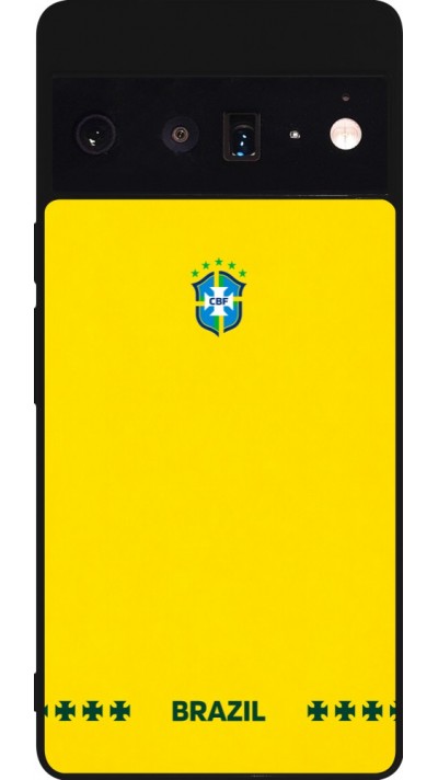 Coque Google Pixel 6 Pro - Silicone rigide noir Maillot de football Bresil 2026 personnalisable