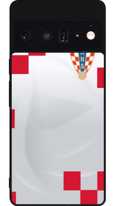 Coque Google Pixel 6 Pro - Silicone rigide noir Maillot de football Croatie 2022 personnalisable