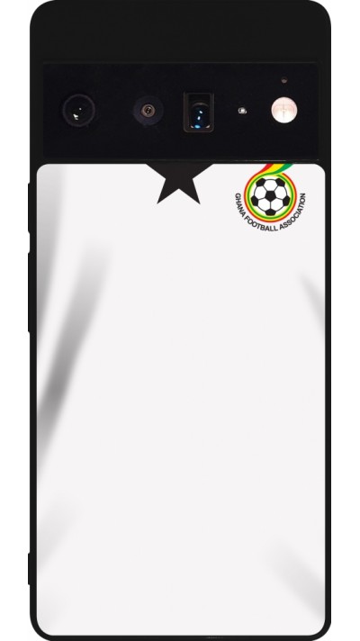 Coque Google Pixel 6 Pro - Silicone rigide noir Maillot de football Ghana 2022 personnalisable