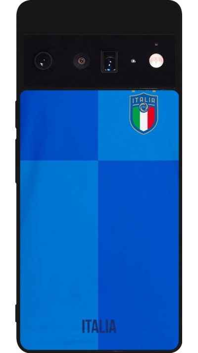 Coque Google Pixel 6 Pro - Silicone rigide noir Maillot de football Italie 2022 personnalisable