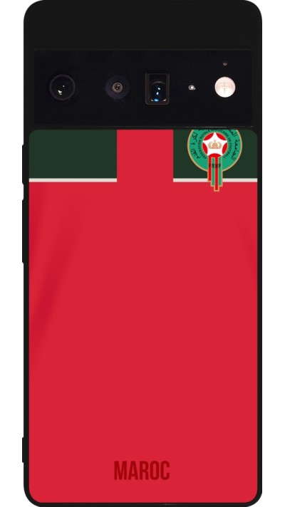 Coque Google Pixel 6 Pro - Silicone rigide noir Maillot de football Maroc 2022 personnalisable