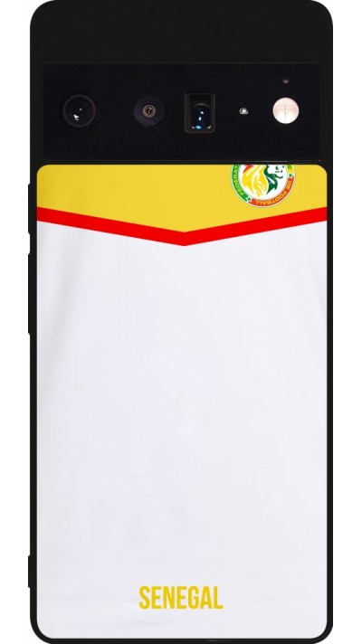 Coque Google Pixel 6 Pro - Silicone rigide noir Maillot de football Senegal 2022 personnalisable