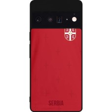 Coque Google Pixel 6 Pro - Silicone rigide noir Maillot de football Serbie 2022 personnalisable