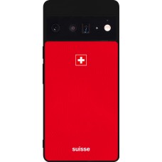 Coque Google Pixel 6 Pro - Silicone rigide noir Maillot de football Suisse 2026 personnalisable