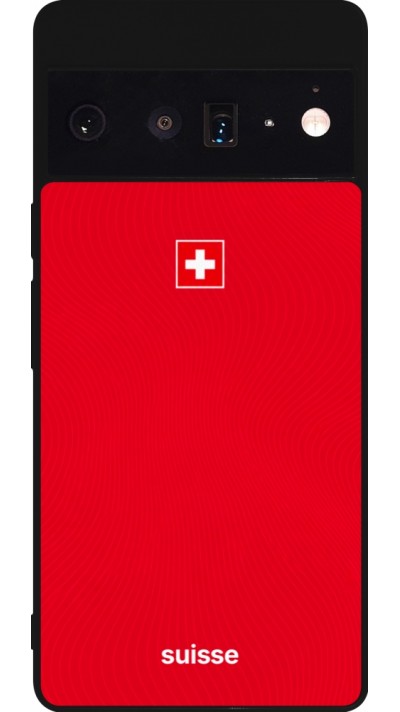Coque Google Pixel 6 Pro - Silicone rigide noir Maillot de football Suisse 2026 personnalisable