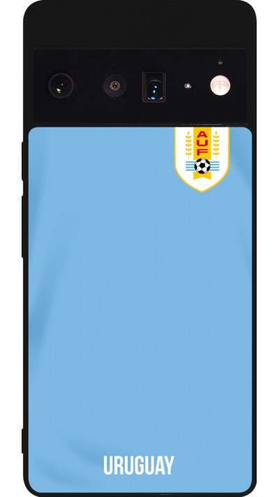 Coque Google Pixel 6 Pro - Silicone rigide noir Maillot de football Uruguay 2022 personnalisable