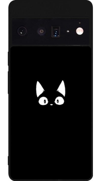 Coque Google Pixel 6 Pro - Silicone rigide noir Funny cat on black
