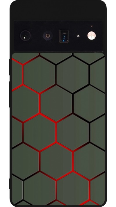 Coque Google Pixel 6 Pro - Silicone rigide noir Geometric Line red