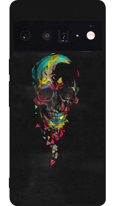Coque Google Pixel 6 Pro - Silicone rigide noir Halloween 22 colored skull