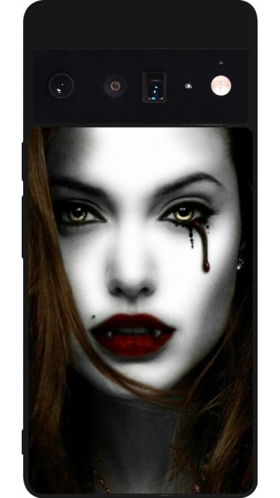 Coque Google Pixel 6 Pro - Silicone rigide noir Halloween 2023 gothic vampire