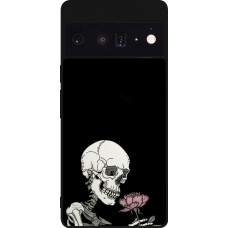 Google Pixel 6 Pro Case Hülle - Silikon schwarz Halloween 2023 rose and skeleton