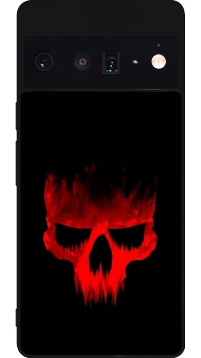 Coque Google Pixel 6 Pro - Silicone rigide noir Halloween 2023 scary skull