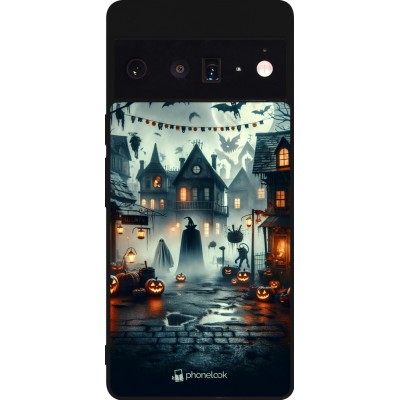 Google Pixel 6 Pro Case Hülle - Silikon schwarz Halloween Spukstadt