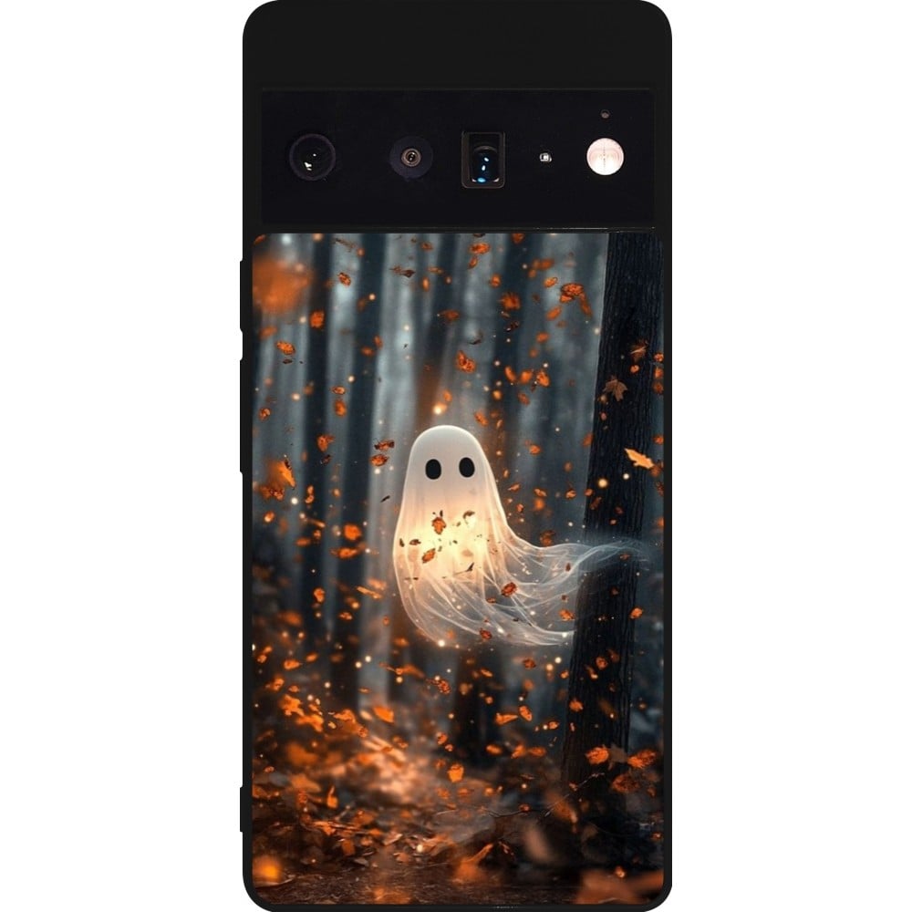 Coque Google Pixel 6 Pro - Silicone rigide noir Halloween 2025 Ghost in the forest