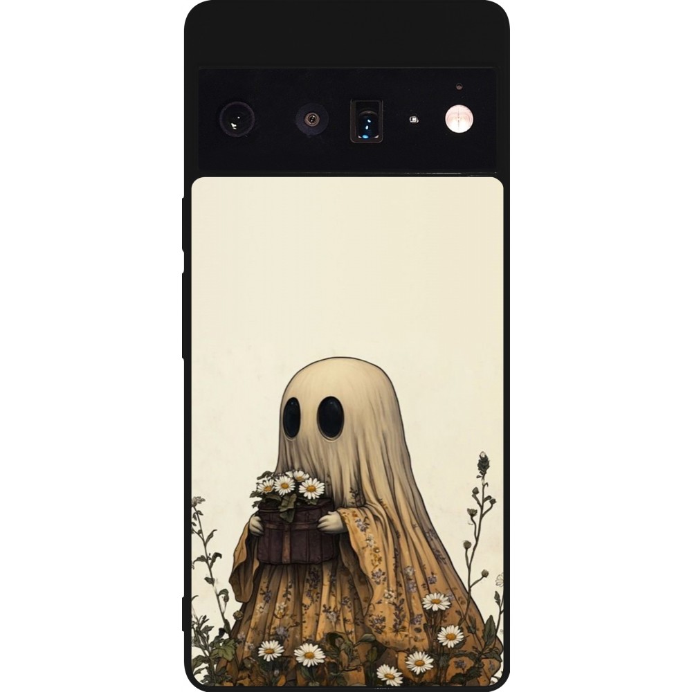 Coque Google Pixel 6 Pro - Silicone rigide noir Halloween 2025 Ghost gardener