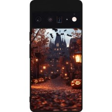 Coque Google Pixel 6 Pro - Silicone rigide noir Halloween 2025 Haunted house