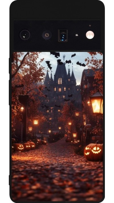 Coque Google Pixel 6 Pro - Silicone rigide noir Halloween 2025 Haunted house