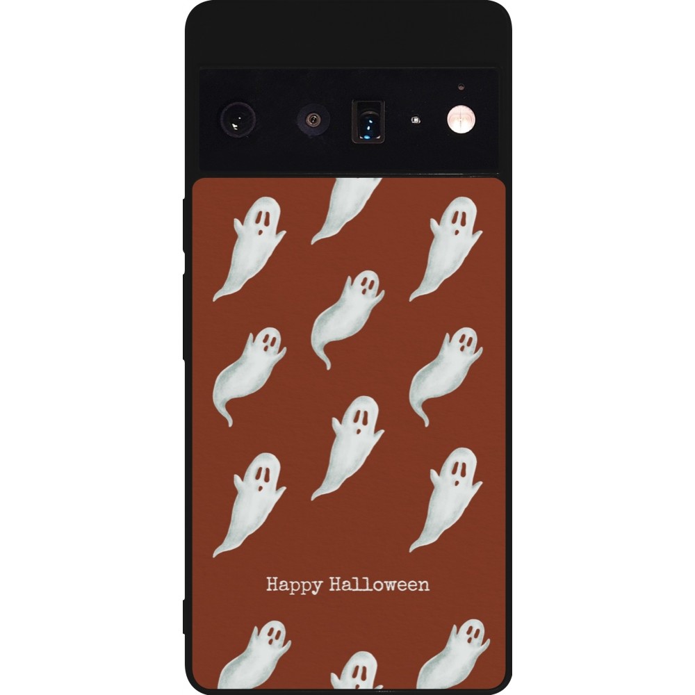 Coque Google Pixel 6 Pro - Silicone rigide noir Halloween 2025 Pattern of ghosts
