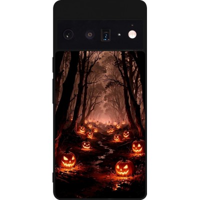 Google Pixel 6 Pro Case Hülle - Silikon schwarz Halloween 2025 Road of Terrifying Pumpkins