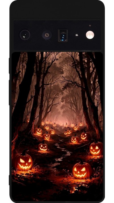 Coque Google Pixel 6 Pro - Silicone rigide noir Halloween 2025 Road of Terrifying Pumpkins